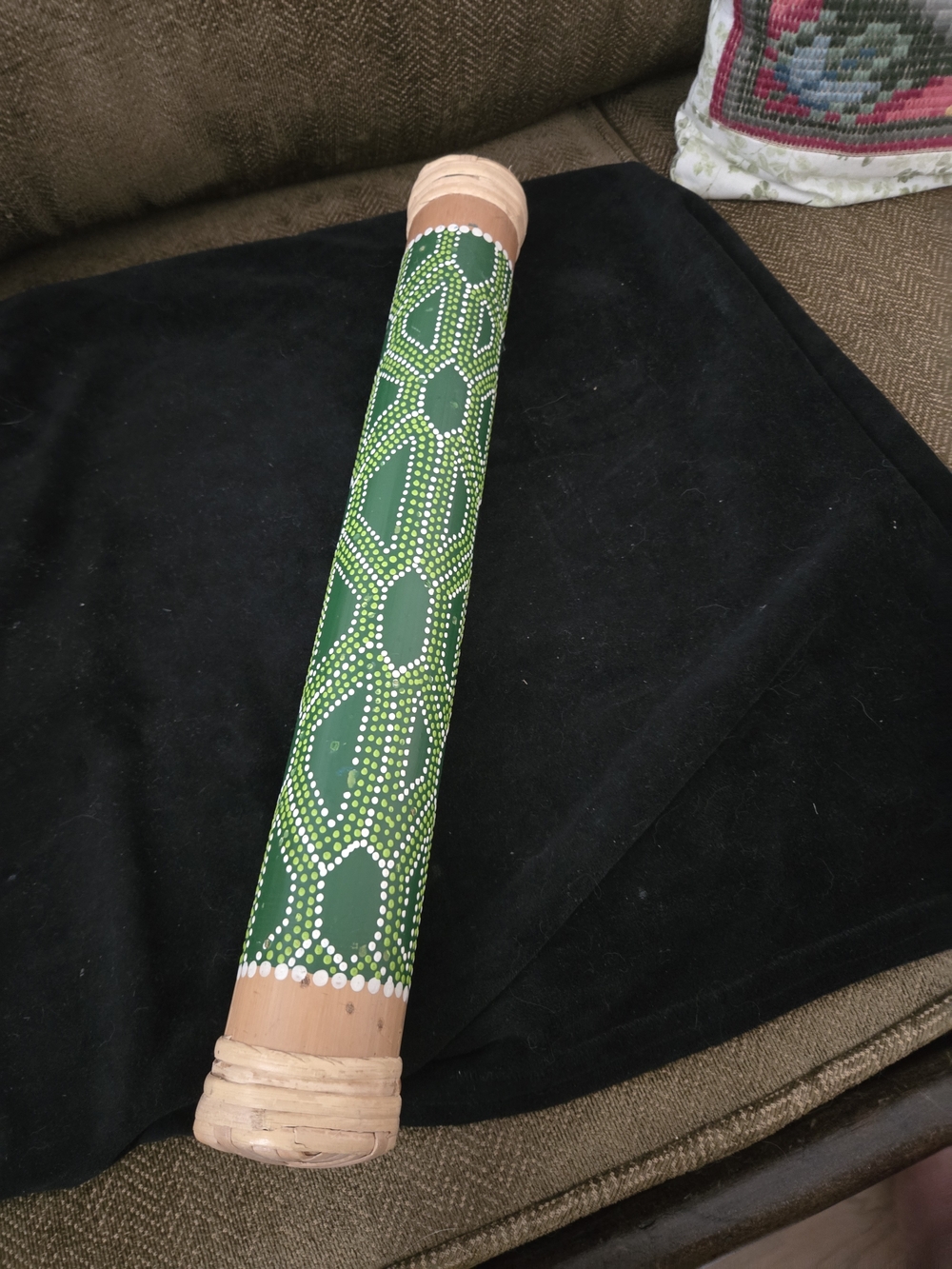 Hand-Painted Green 16" X 2.25" Rain Stick